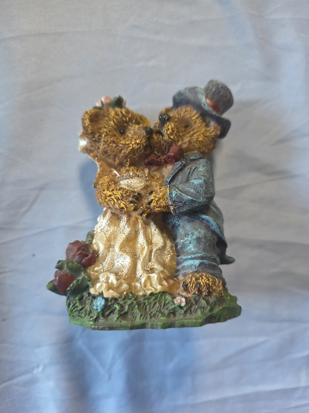 Boyds Bears Gold-Gowned and Teal-Suited Wedding Bear Figurine